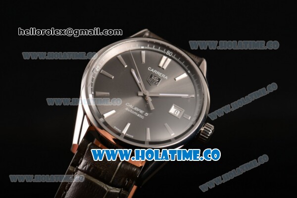 Tag Heuer Carrera Calibre 5 Automatic Swiss ETA 2824 Automatic Steel Case with Grey Dial and Stick Markers - Click Image to Close